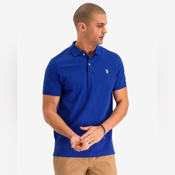 NWT Men’s Size XXL U.S. POLO AASN Short-sleeve Polo Shirt Logo Embroidered Blue - Picture 1 of 13